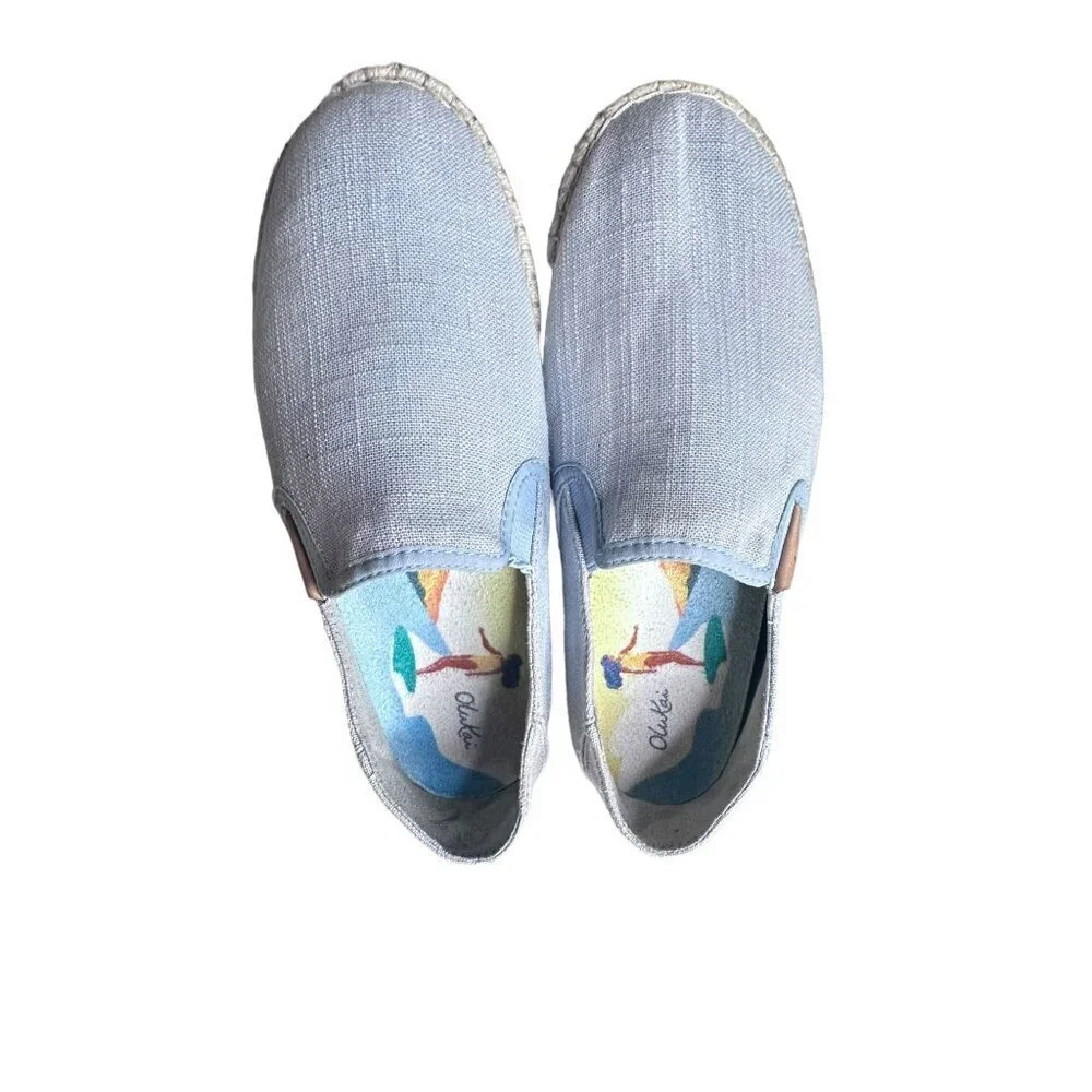 Olukai Pa'a Kapa Women's Linen Espadrilles sz 6 slip on